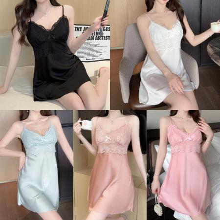 夏季性感睡衣女士冰丝吊带睡裙蕾...