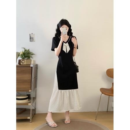 BY14966# 大码女装夏季新款韩版轻奢气质时尚显瘦遮肉胖MM连衣裙 服裝批發女裝批發服飾貨源