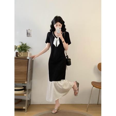 BY14966# 大码女装夏季新款韩版轻奢气质时尚显瘦遮肉胖MM连衣裙 服裝批發女裝批發服飾貨源