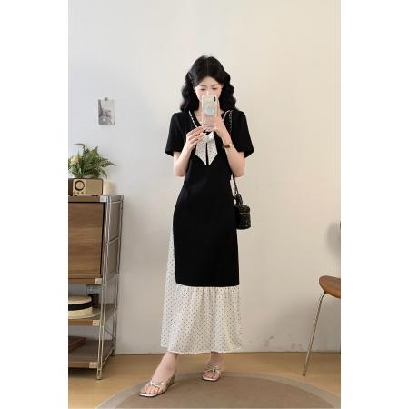 BY14966# 大码女装夏季新款韩版轻奢气质时尚显瘦遮肉胖MM连衣裙 服裝批發女裝批發服飾貨源