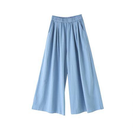 BY14982# 亚麻直筒阔腿裤女夏季高腰大裤摆慵懒风宽松薄款山本裤休闲裤裙 服裝批發女裝批發服飾貨源