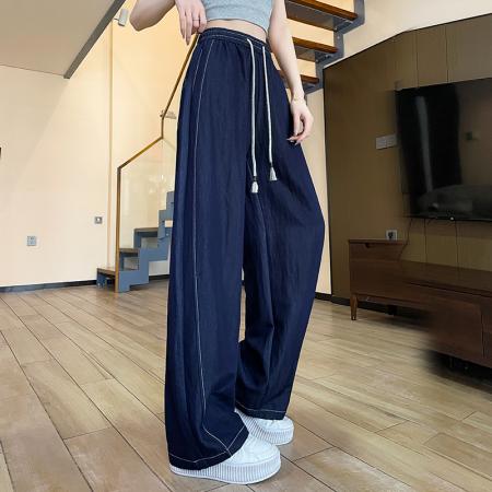 BY14986# 天丝阔腿牛仔裤女春夏新款高腰显瘦休闲窄版弯刀拖地裤子 服裝批發女裝批發服飾貨源