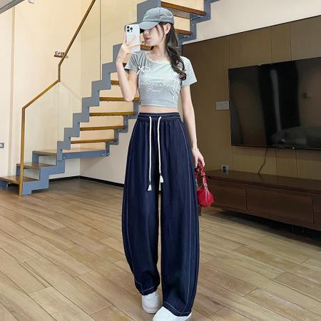 BY14986# 天丝阔腿牛仔裤女春夏新款高腰显瘦休闲窄版弯刀拖地裤子 服裝批發女裝批發服飾貨源