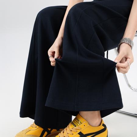 BY14988# 抽绳纯色微喇直筒休闲裤女夏季新款韩系时尚百搭显瘦小众长裤 服裝批發女裝批發服飾貨源