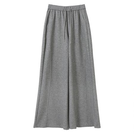 BY14988# 抽绳纯色微喇直筒休闲裤女夏季新款韩系时尚百搭显瘦小众长裤 服裝批發女裝批發服飾貨源