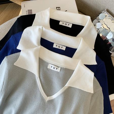 BY14989# 夏季新款韩版甜辣妹polo领修身抽绳连衣裙针织裙子 服裝批發女裝批發服飾貨源