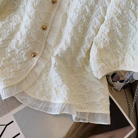 BY14992# 夏季新款设计感小香风花边衬衣泡泡袖雪纺衫上衣女 服裝批發女裝批發服飾貨源