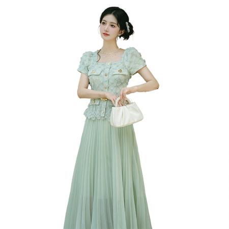 BY15003# 法式轻奢气质拼接假两件连衣裙 服裝批發女裝批發服飾貨源