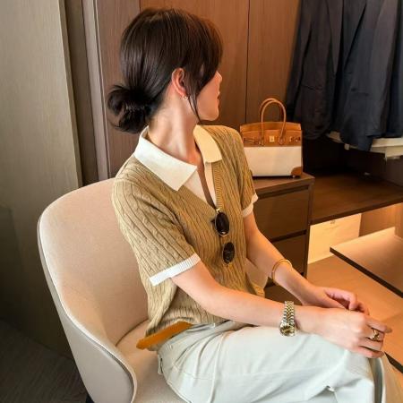 BY15029# 假两件麻花纹...