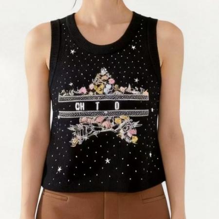 BY15031# 韩系设计感刺绣叠穿针织背心春季新款大码时尚百搭显瘦上衣 服裝批發女裝批發服飾貨源