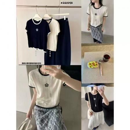 BY15032# 春季新款韩系宽松圆领显瘦莱赛尔天丝针织短袖T恤女百搭上衣 服裝批發女裝批發服飾貨源