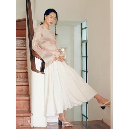 BY15100# 复古温柔法式设计感压褶印染雪纺衫女上衣春夏 服裝批發女裝批發服飾貨源