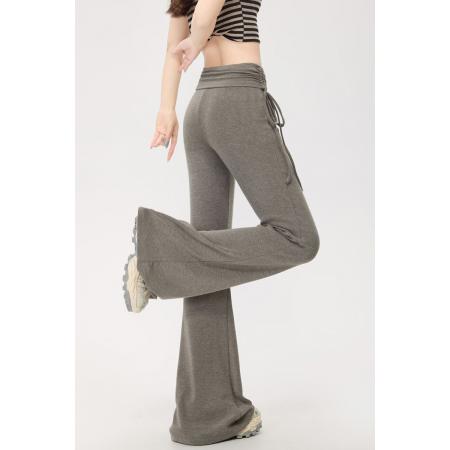 BY15114# 针织运动微喇裤女夏季新款休闲高腰显瘦韩版喇叭裤子 服裝批發女裝批發服飾貨源