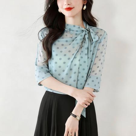 BY15122# t恤真丝上衣洋气大码女装新款时尚纯色小衫 服裝批發女裝批發服飾貨源