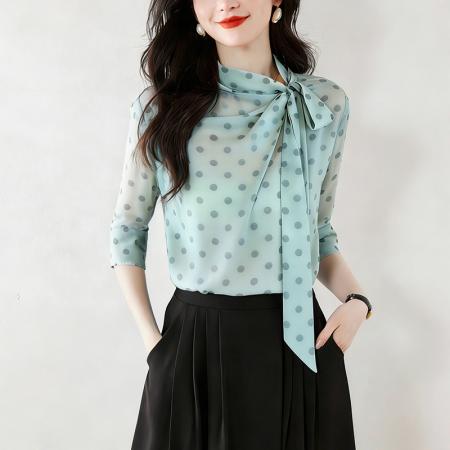 BY15122# t恤真丝上衣洋气大码女装新款时尚纯色小衫 服裝批發女裝批發服飾貨源