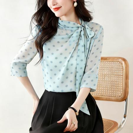 BY15122# t恤真丝上衣洋气大码女装新款时尚纯色小衫 服裝批發女裝批發服飾貨源