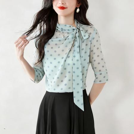 BY15122# t恤真丝上衣洋气大码女装新款时尚纯色小衫 服裝批發女裝批發服飾貨源