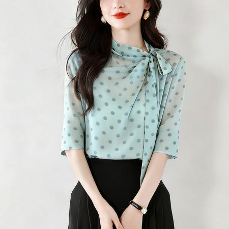 BY15122# t恤真丝上衣洋气大码女装新款时尚纯色小衫 服裝批發女裝批發服飾貨源