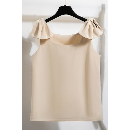 BY15123# 法式高级感轻奢减龄洋气宽松设计感小众白色蝴蝶结无袖上衣夏 服裝批發女裝批發服飾貨源