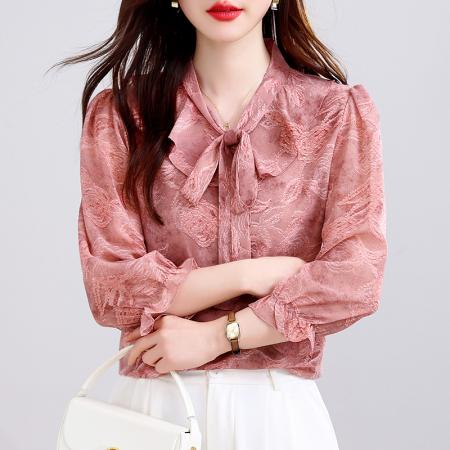 BY15125# 新款夏季七分袖V领高端小衫气质套头衬衫时髦上衣打底女 服裝批發女裝批發服飾貨源