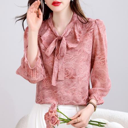 BY15125# 新款夏季七分袖V领高端小衫气质套头衬衫时髦上衣打底女 服裝批發女裝批發服飾貨源