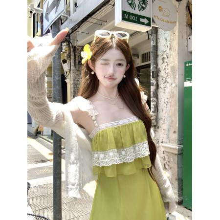 BY15137# 塞西莉亚度假显白蕾丝荷叶边连衣裙 服裝批發女裝批發服飾貨源