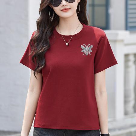 BY15154# 正肩短袖白色t恤女圆领夏季春秋内搭打底衫宽松大码体恤简约上衣 服裝批發女裝批發服飾貨源