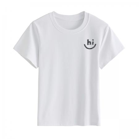 BY15155# 正肩短袖T恤女夏季新款高级感宽松简约圆领春季上衣大码女装 服裝批發女裝批發服飾貨源