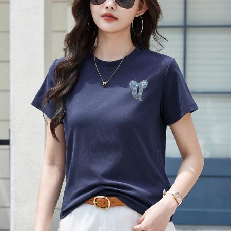 BY15158# 黑色短袖t恤女新款夏季简约半袖小个子宽松显瘦上衣大码女士 服裝批發女裝批發服飾貨源