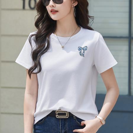 BY15158# 黑色短袖t恤女新款夏季简约半袖小个子宽松显瘦上衣大码女士 服裝批發女裝批發服飾貨源