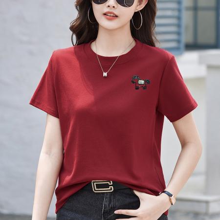 BY15159# 夏季新款正肩短袖T恤女纯色百搭宽松圆领简约半袖打底上衣潮 服裝批發女裝批發服飾貨源