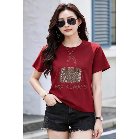 BY15160# 美式复古正肩短袖t恤女夏季宽松大码遮肉春秋内搭打底衫半袖上衣 服裝批發女裝批發服飾貨源