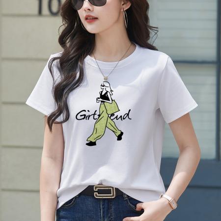 BY15161# 大码女装春夏新款时尚休闲显瘦青春宽松百搭短袖T恤女士上衣 服裝批發女裝批發服飾貨源