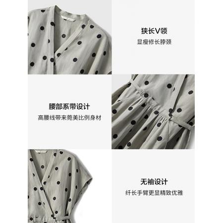 BY15187# 斑驳艺术复古刺绣波点大体量轻盈感亚麻连衣裙服裝批發女裝批發服飾貨源