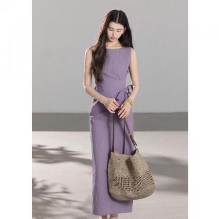 BY15188# 高级感气质收腰系带连衣裙女通勤百搭背心裙服裝批發女裝批發服飾貨源