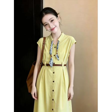 BY15249# 夏季新款时尚气质韩版V领收腰显瘦气质通勤风连衣裙服裝批發女裝批發服飾貨源