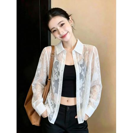 BY15263# 夏新款时尚百搭显瘦宽松长袖防晒衣上衣服裝批發女裝批發服飾貨源