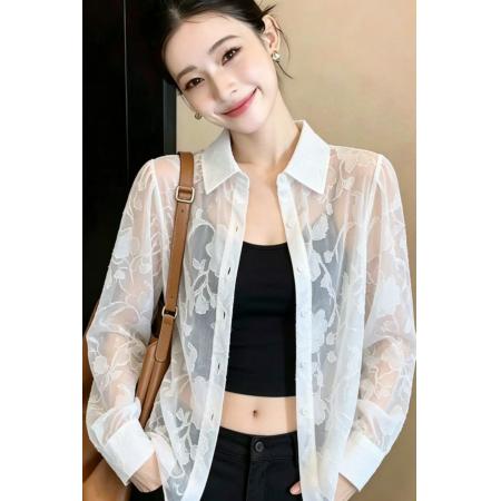 BY15263# 夏新款时尚百搭显瘦宽松长袖防晒衣上衣服裝批發女裝批發服飾貨源