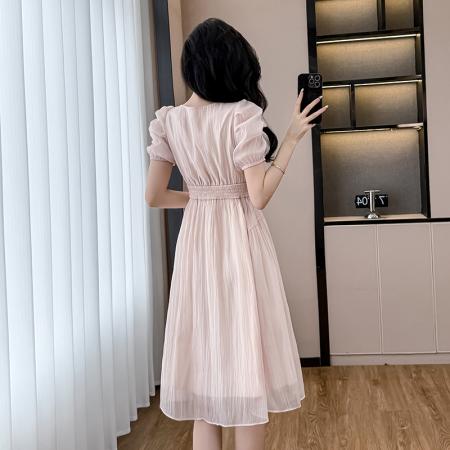 BY15271# 小个子方领时尚收腰显瘦法师初恋温柔茶歇女装仙女连衣裙服裝批發女裝批發服飾貨源