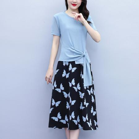 BY15284# 洋气夏装短袖套装连衣裙女装时尚t恤小衫半身裙两件套服裝批發女裝批發服飾貨源