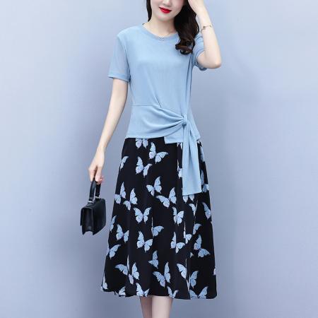 BY15284# 洋气夏装短袖套装连衣裙女装时尚t恤小衫半身裙两件套服裝批發女裝批發服飾貨源