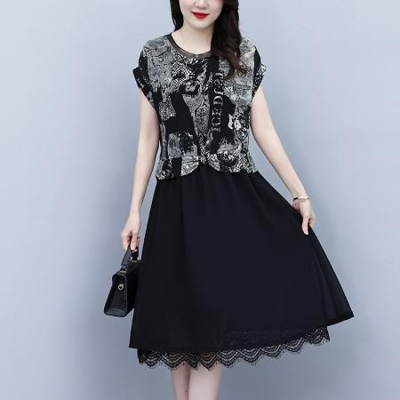 BY15291# 阔太太夏季时尚连衣裙新款气质减龄遮肚显瘦裙子服裝批發女裝批發服飾貨源