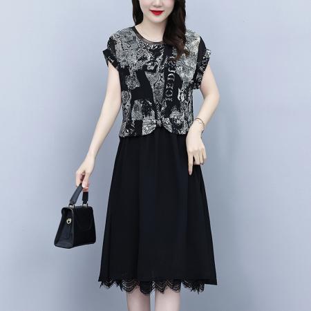 BY15291# 阔太太夏季时尚连衣裙新款气质减龄遮肚显瘦裙子服裝批發女裝批發服飾貨源