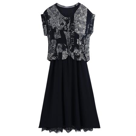 BY15291# 阔太太夏季时尚连衣裙新款气质减龄遮肚显瘦裙子服裝批發女裝批發服飾貨源