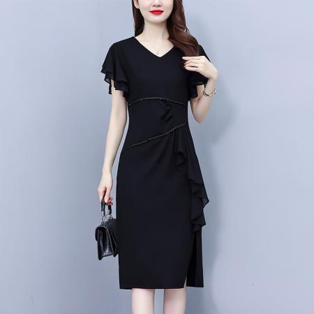 BY15293# 高端名媛职场连衣裙女夏新款时尚中长女人味减龄显瘦洋气裙子服裝批發女裝批發服飾貨源