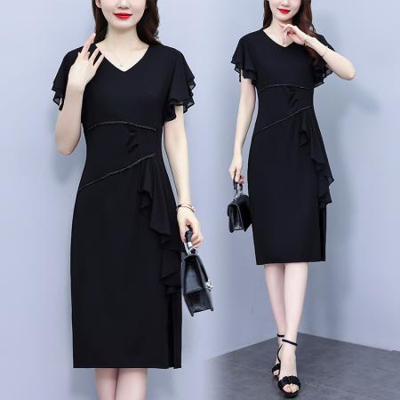 BY15293# 高端名媛职场连衣裙女夏新款时尚中长女人味减龄显瘦洋气裙子服裝批發女裝批發服飾貨源