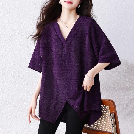 BY15298# 夏装新款时尚简约宽松型胖MM洋气衬衫气质显瘦大码上衣服裝批發女裝批發服飾貨源