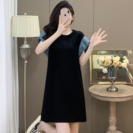 BY15306# 夏装新款洋气时尚大码连衣裙简约休闲A字裙胖妹妹裙女装服裝批發女裝批發服飾貨源