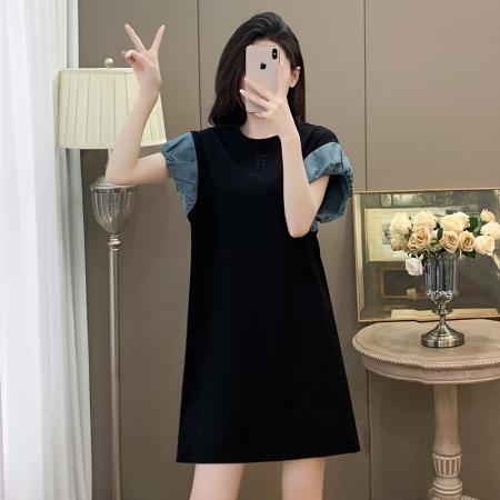 BY15306# 夏装新款洋气时尚大码连衣裙简约休闲A字裙胖妹妹裙女装服裝批發女裝批發服飾貨源