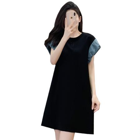 BY15306# 夏装新款洋气时尚大码连衣裙简约休闲A字裙胖妹妹裙女装服裝批發女裝批發服飾貨源